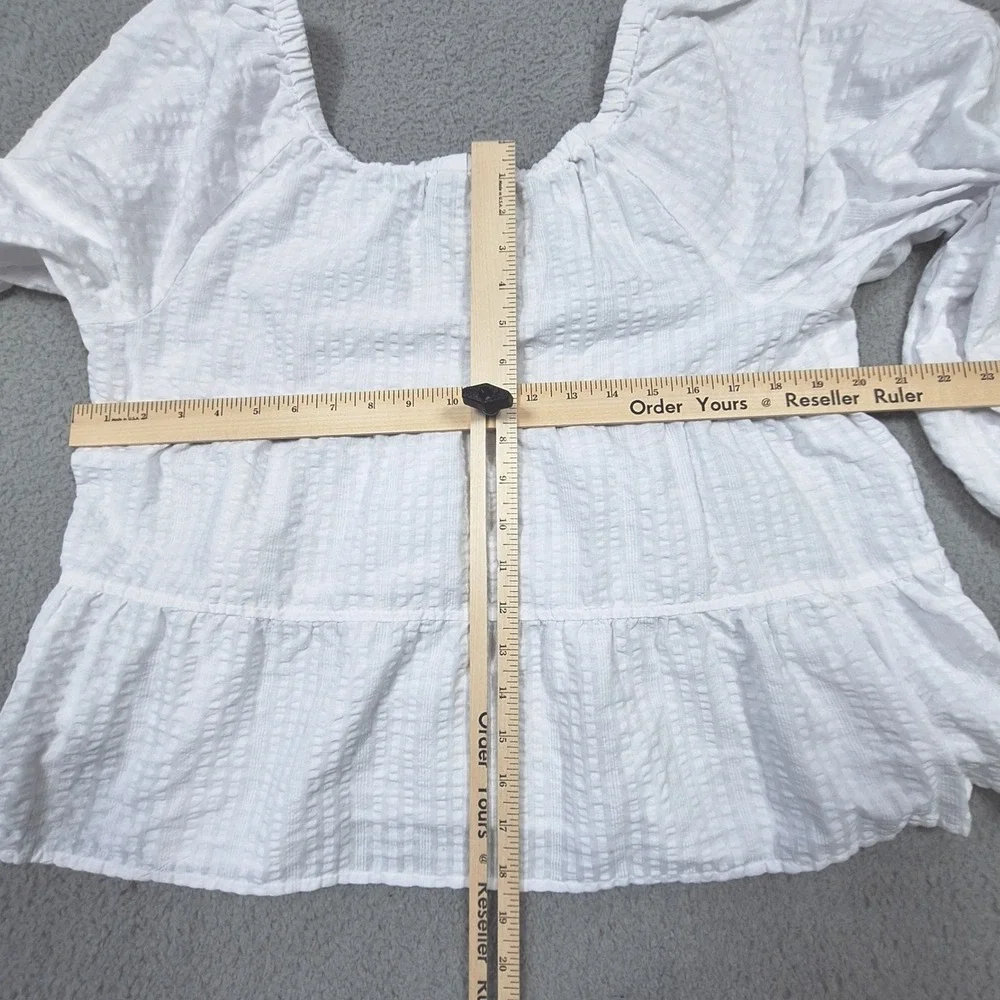 Old Navy Blouse Womens Large White Tiered Empire V-Neck Long Sleeve Boho Top
